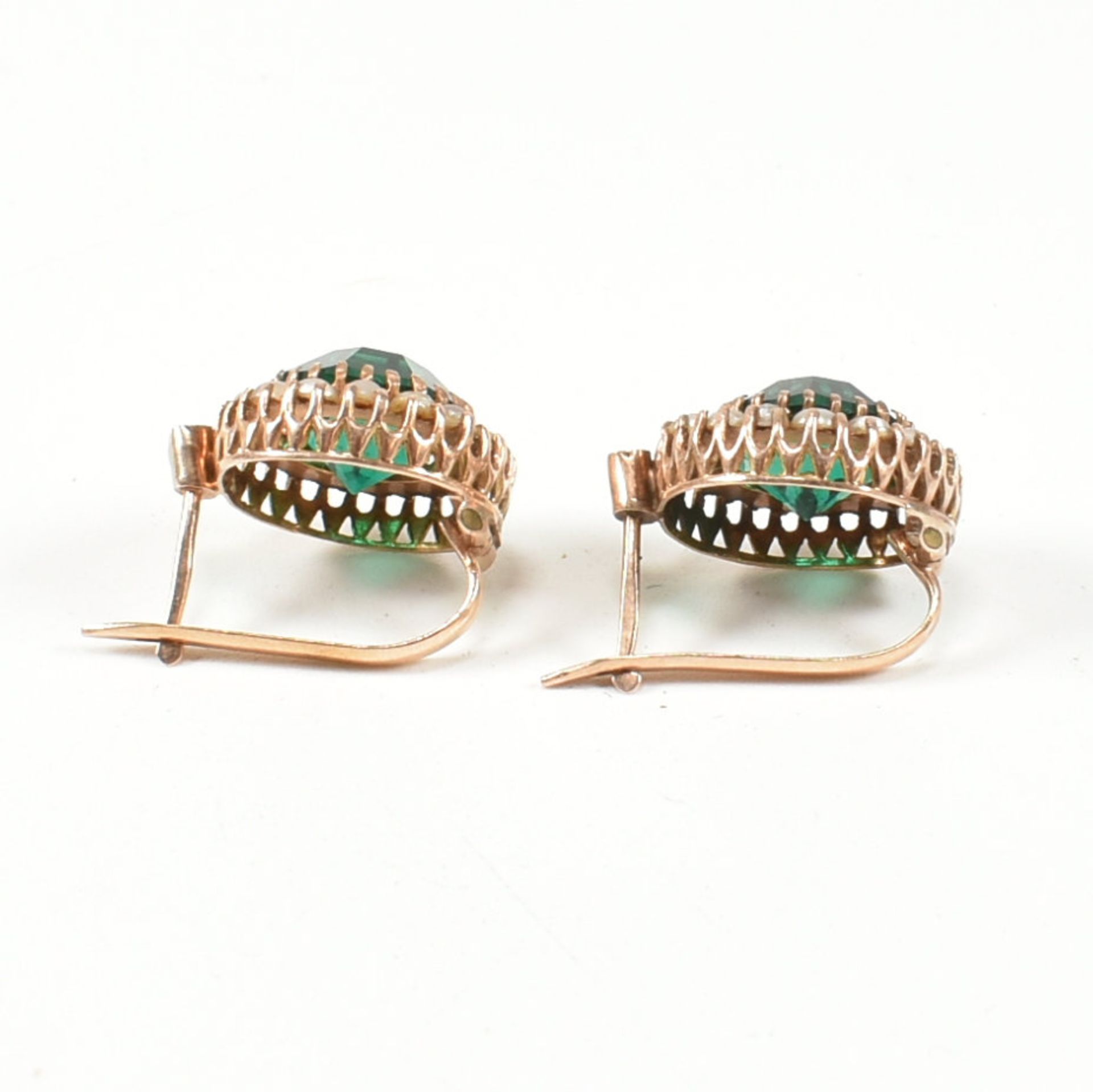 GOLD PEARL & GREEN PASTE EARRINGS - Image 3 of 7