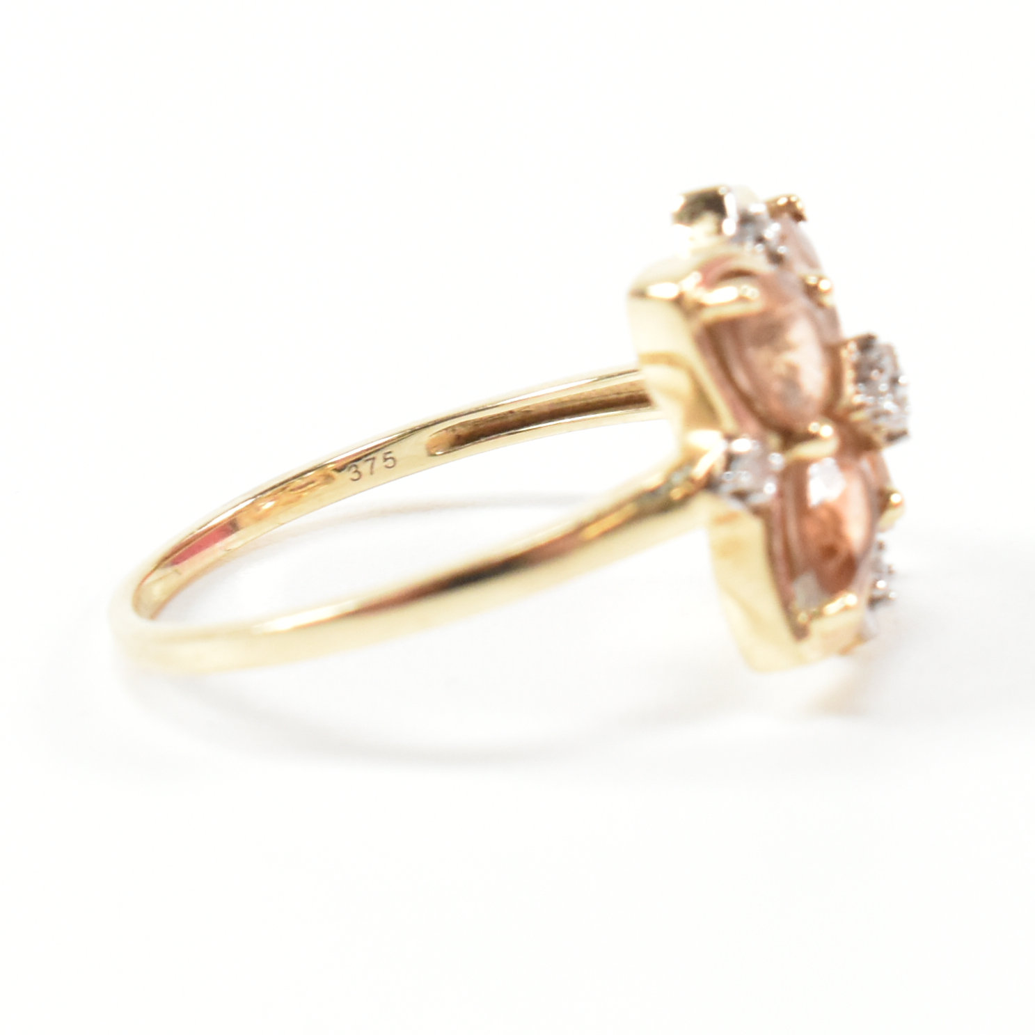 HALLMARKED 9CT GOLD SUNSTONE & DIAMOND CLUSTER RING - Bild 7 aus 8