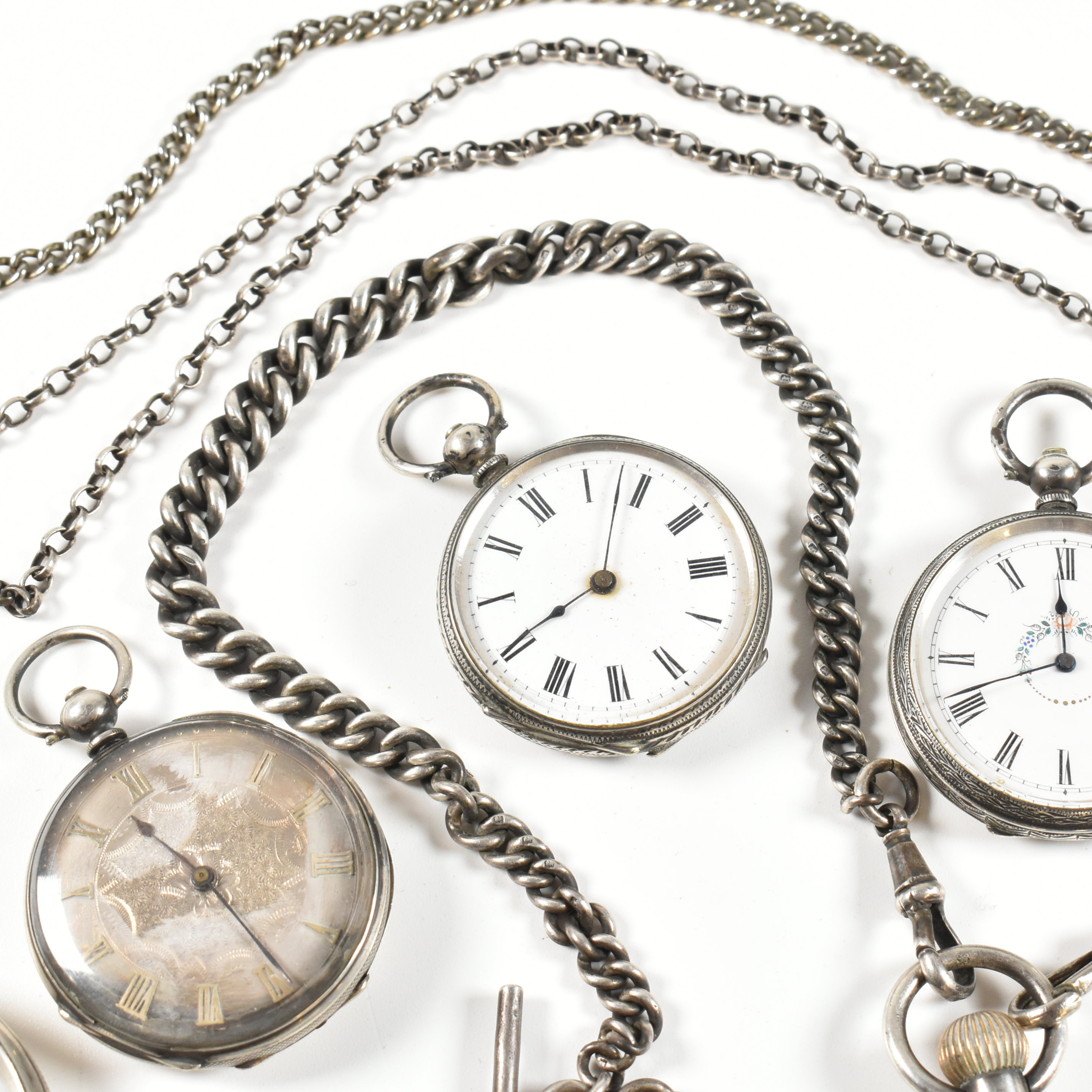 FIVE SILVER & WHITE METAL POCKET WATCHES - Image 3 of 6