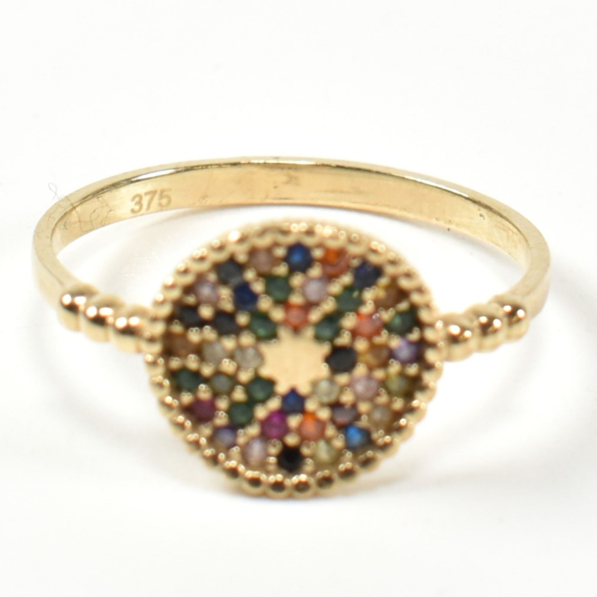 9CT GOLD RUBY & GEM SET DISC RING - Bild 8 aus 9