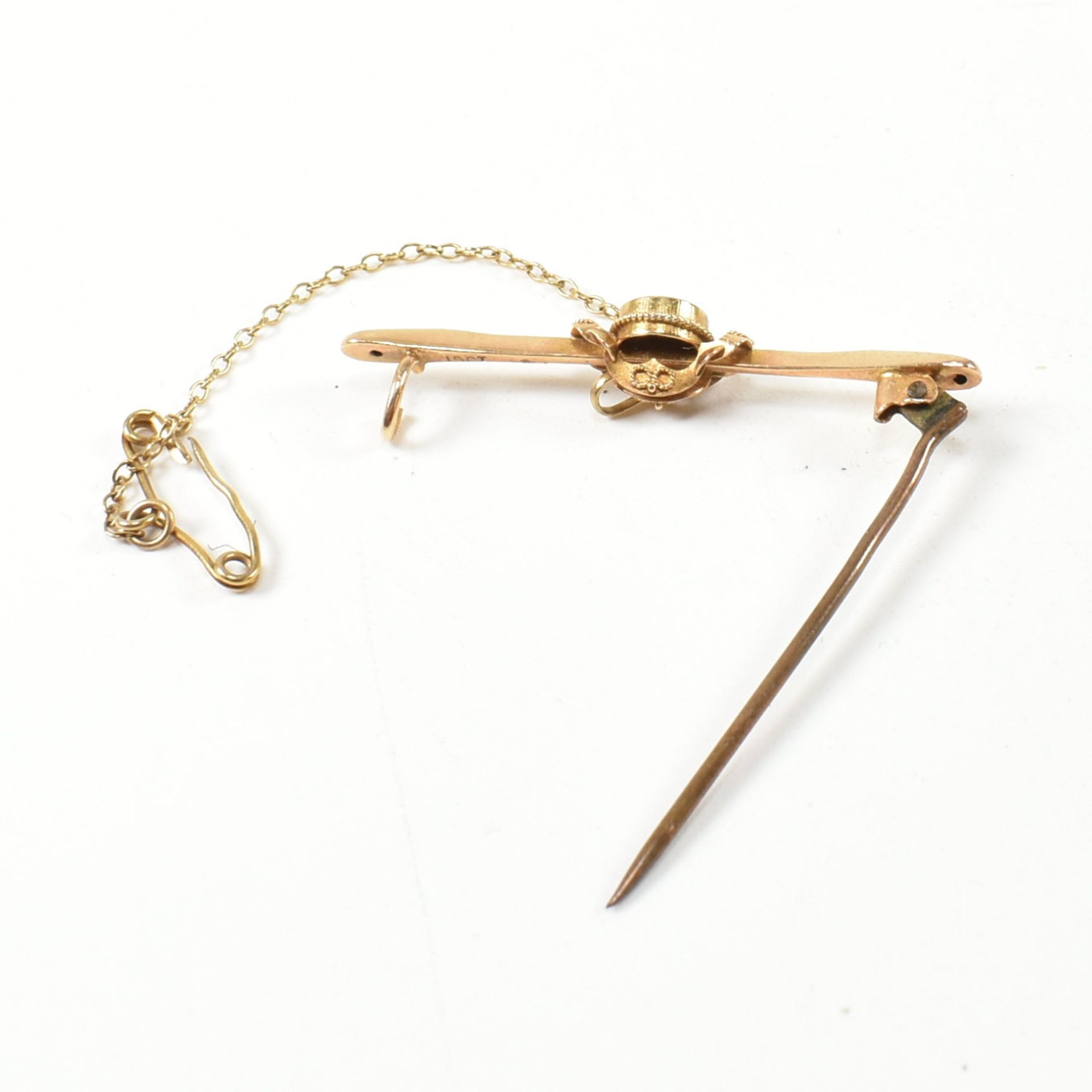 19TH CENTURY 15CT GOLD & GEM SET BROOCH PIN & STICK PIN - Image 5 of 6