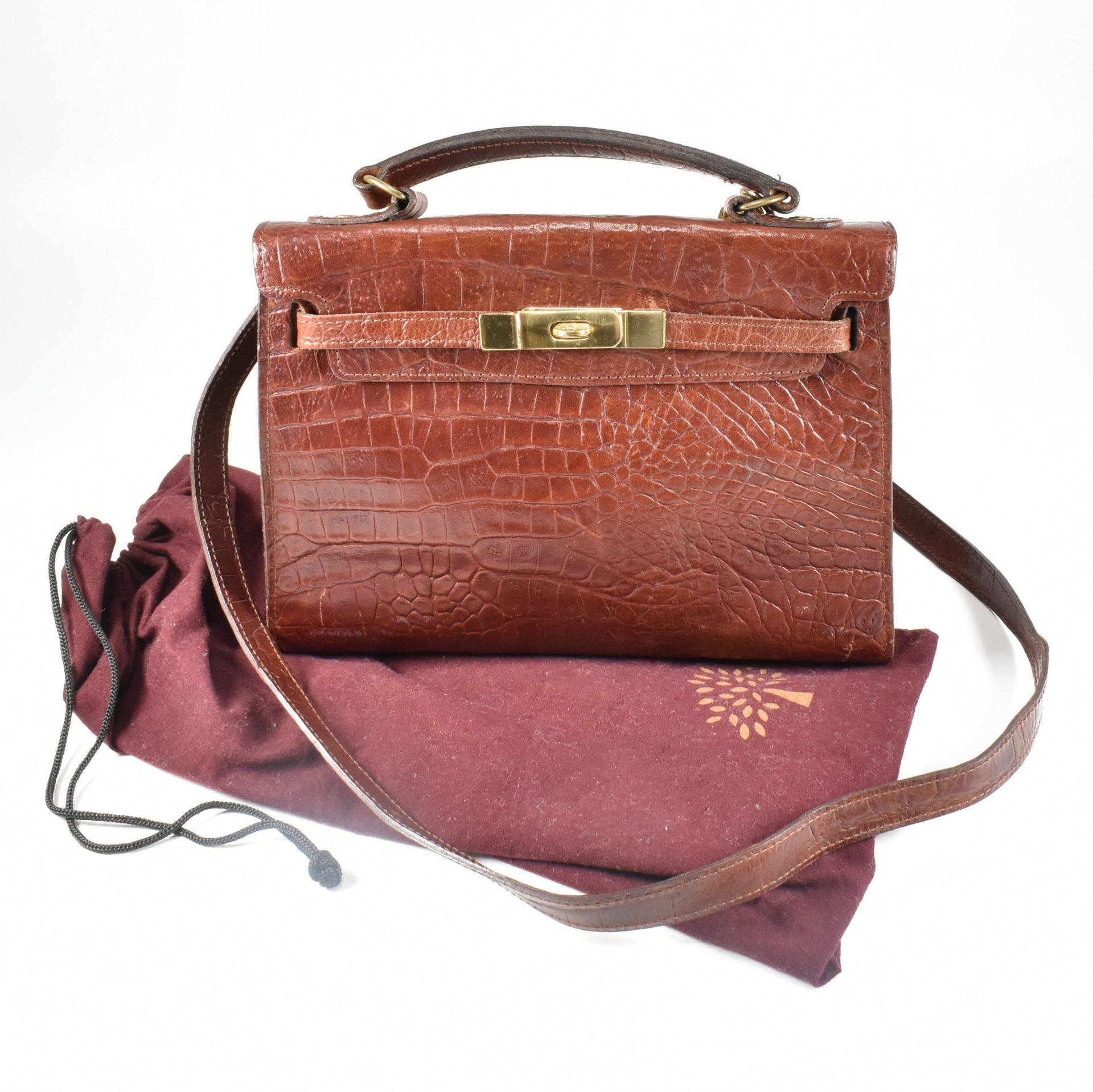 MULBERRY BROWN LEATHER KELLY BAG WITH CROSSBODY STRAP