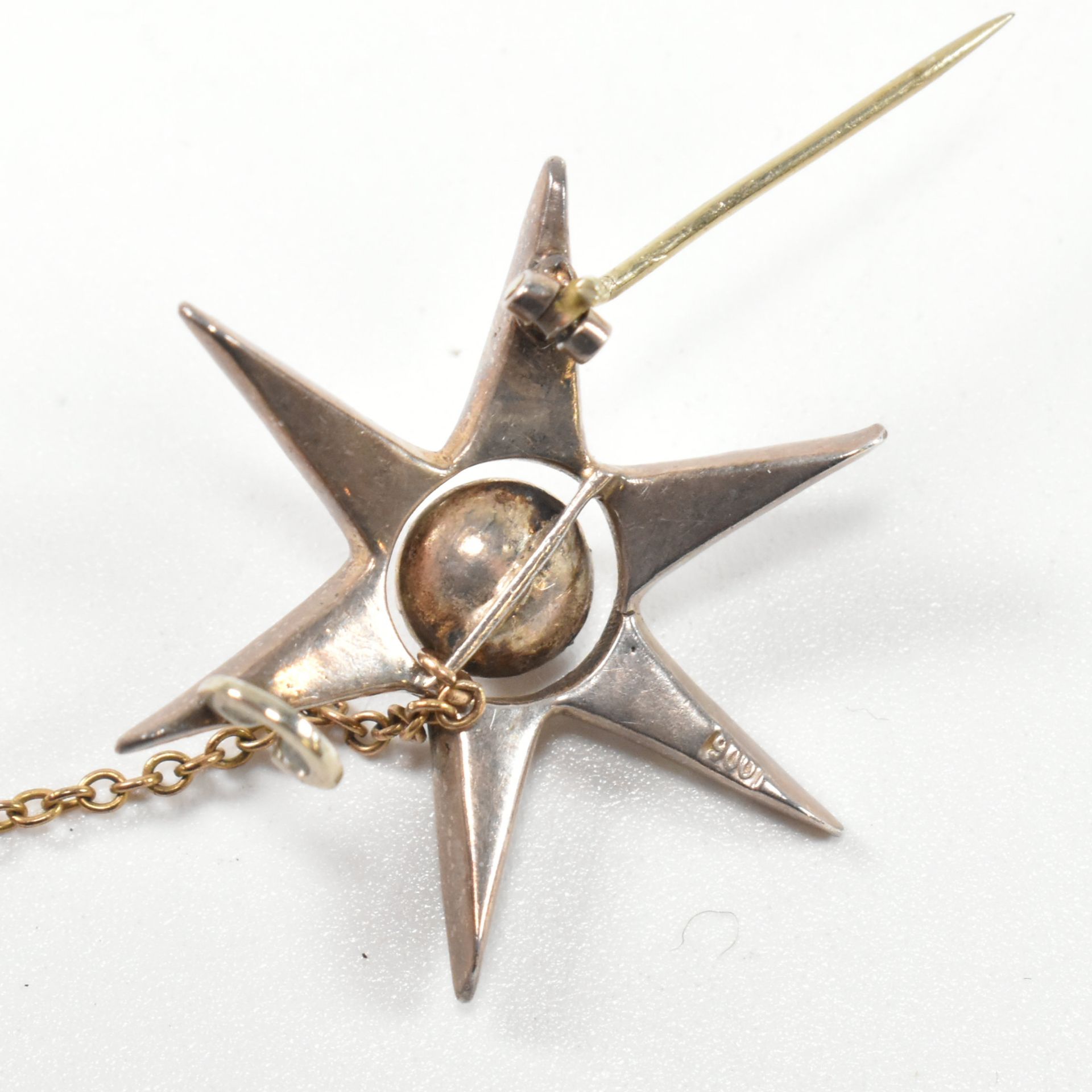 ANTIQUE SILVER & PASTE STAR BROOCH PIN - Image 6 of 7