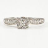 HALLMARKED 9CT GOLD & DIAMOND HALO RING