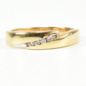 18CT GOLD & DIAMOND CROSSOVER BAND RING