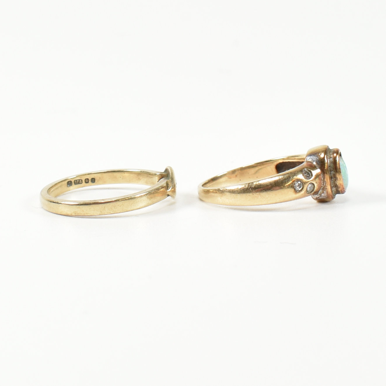 TWO HALLMARKED 9CT GOLD DIAMOND & OPAL RINGS - Image 2 of 9