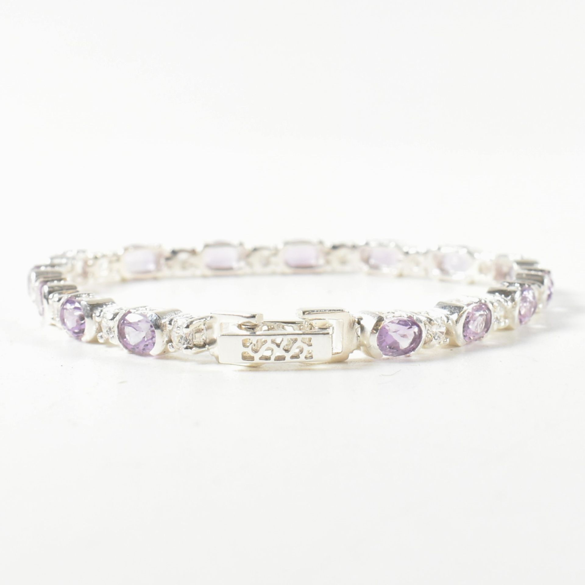 A 925 SILVER AMETHYST & CZ LINE BRACELET - Bild 2 aus 9