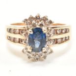 14CT GOLD & SAPPHIRE & DIAMOND CLUSTER RING