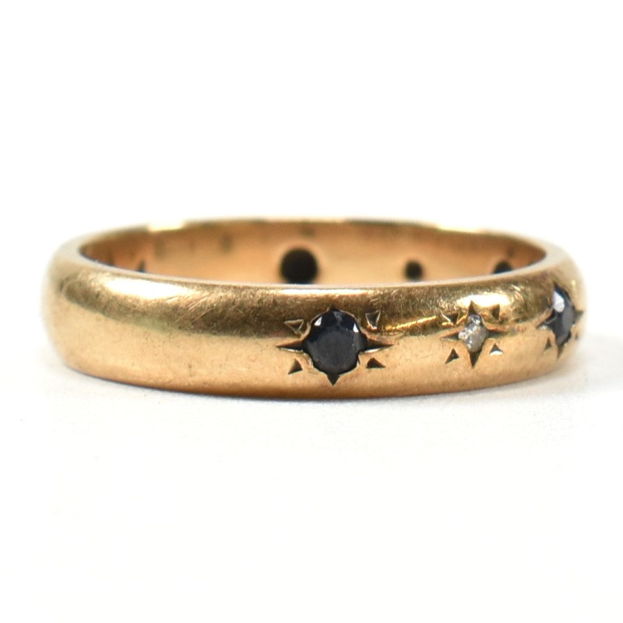 HALLMARKED 9CT GOLD SAPPHIRE & DIAMOND BAND RING - Image 5 of 10