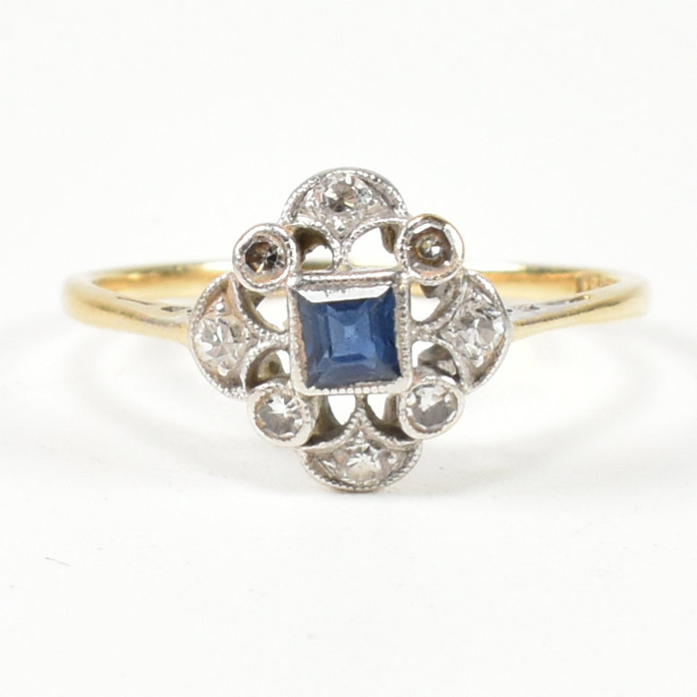 1920S 18CT GOLD SAPPHIRE & DIAMOND CLUSTER RING - Image 2 of 8