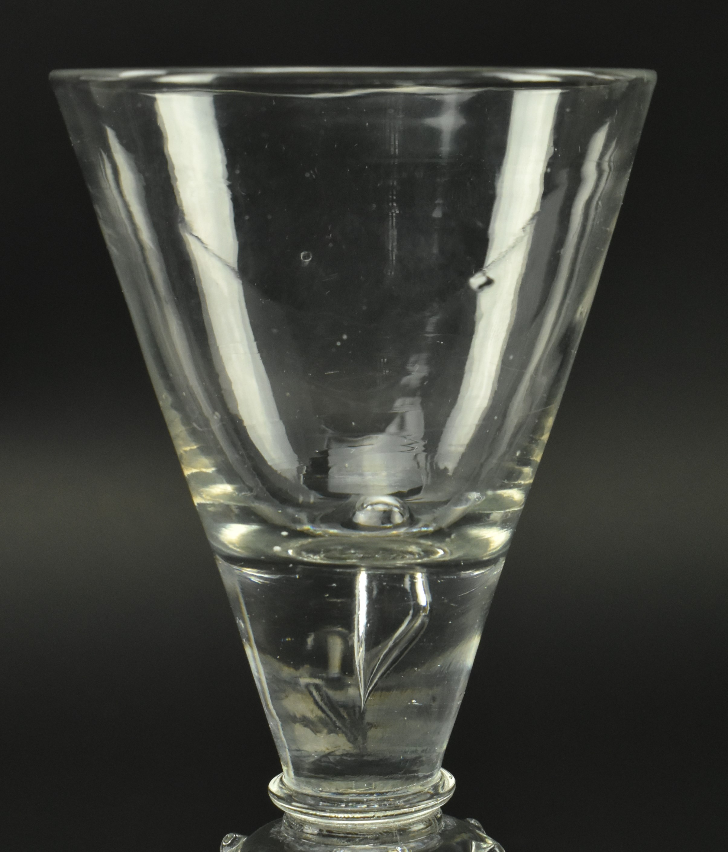 GEORGE I EARLY 18TH CENTURY ENGLISH LEAD WINE GLASS - Image 3 of 6