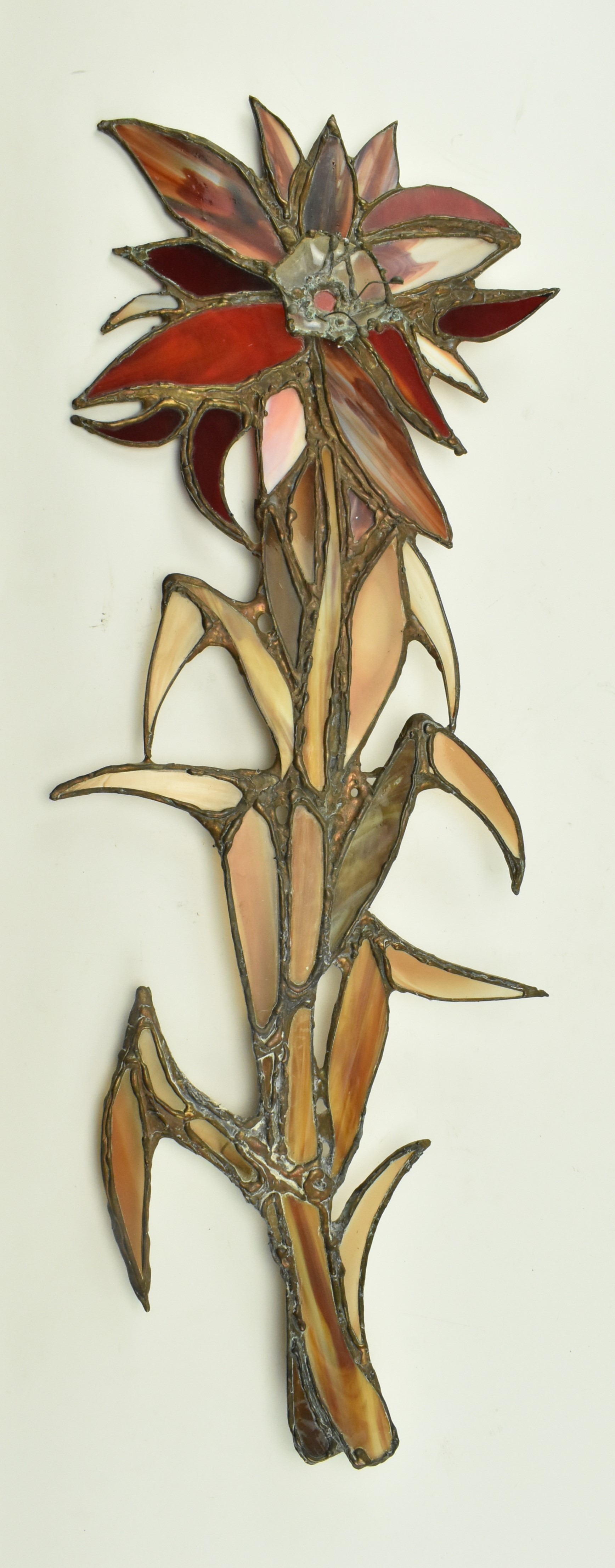 JOHN LEATHWOOD - STAINED LEADED GLASS FLOWER PANEL