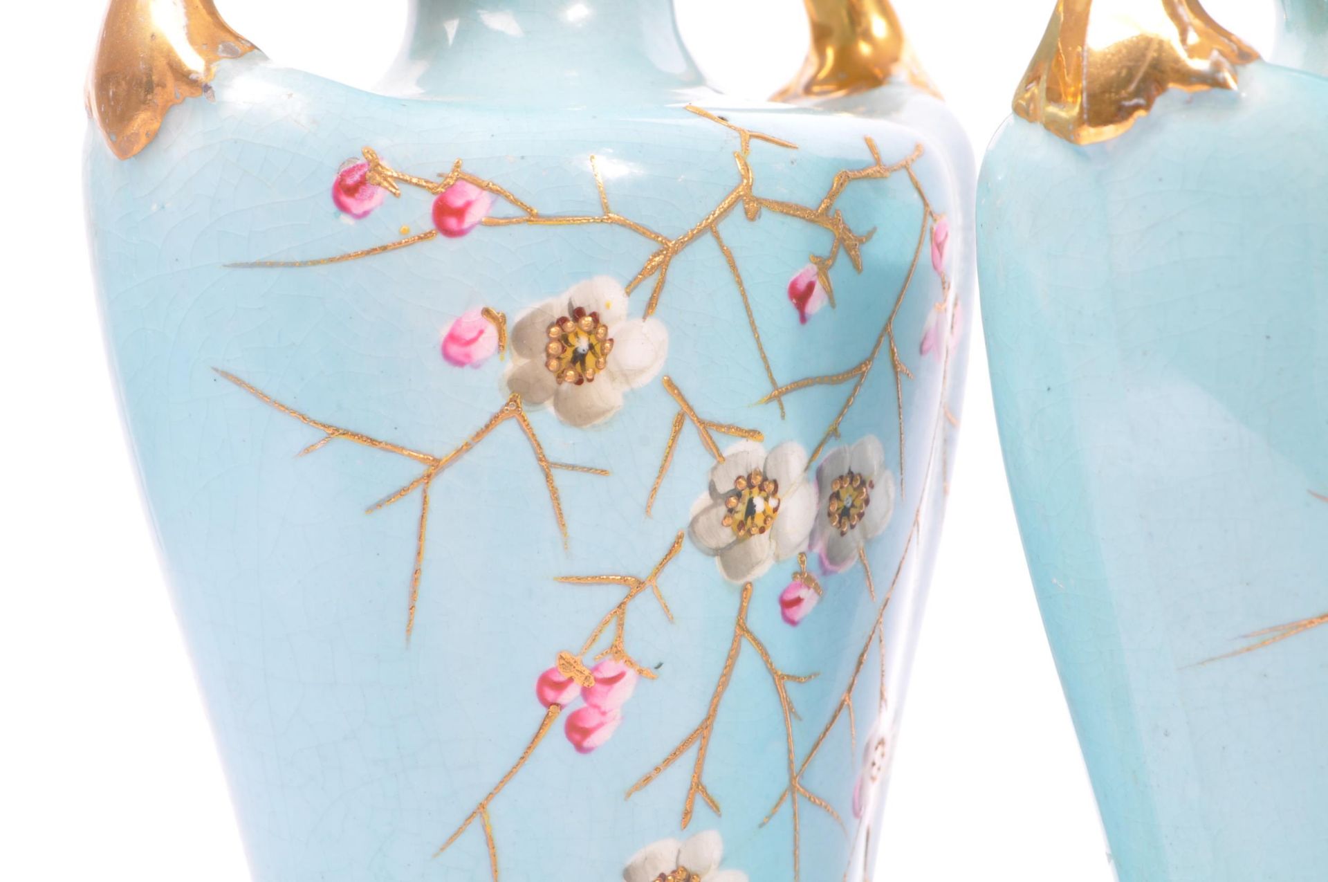 PAIR OF VICTORIAN AESTHETIC BLUE AND GILT VASES - Image 7 of 9