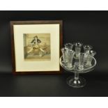 SEVEN 18TH CENTURY SWEETMEAT GLASSES WITH TAZZA & ETCHING