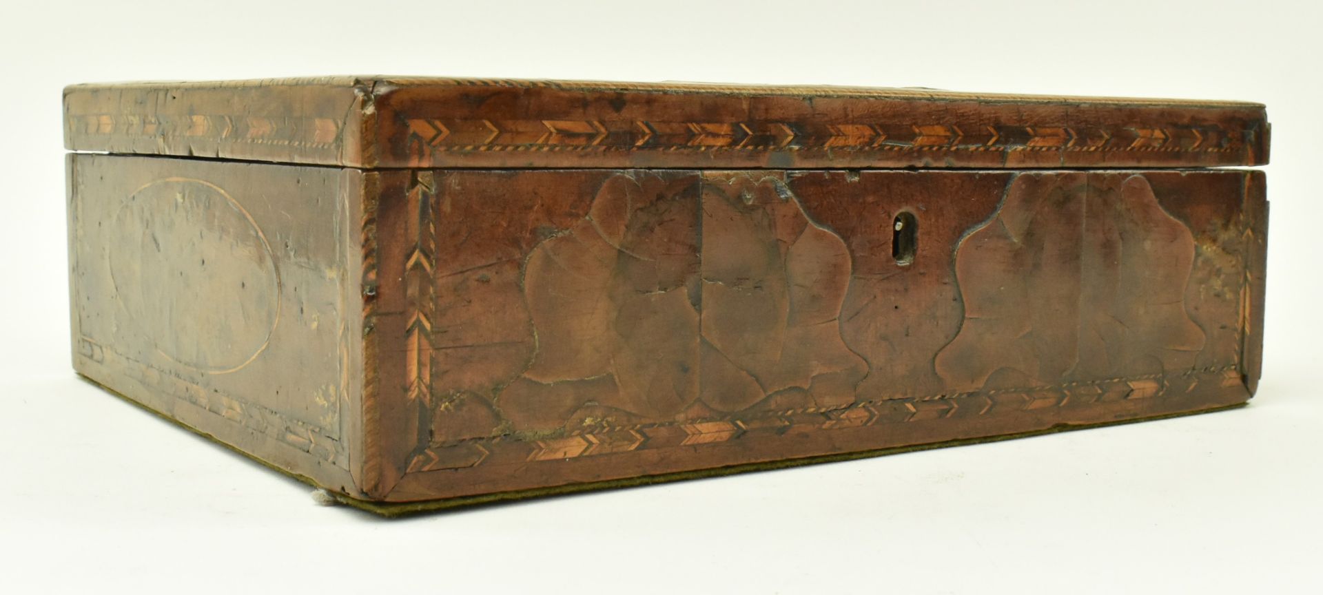 19TH CENTURY MARQUETRY INLAID & BARR WALNUT PANELLED BOX