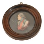 19TH CENTURY HAND PAINTED WAX PORTRAIT RELIEF IN FRAME