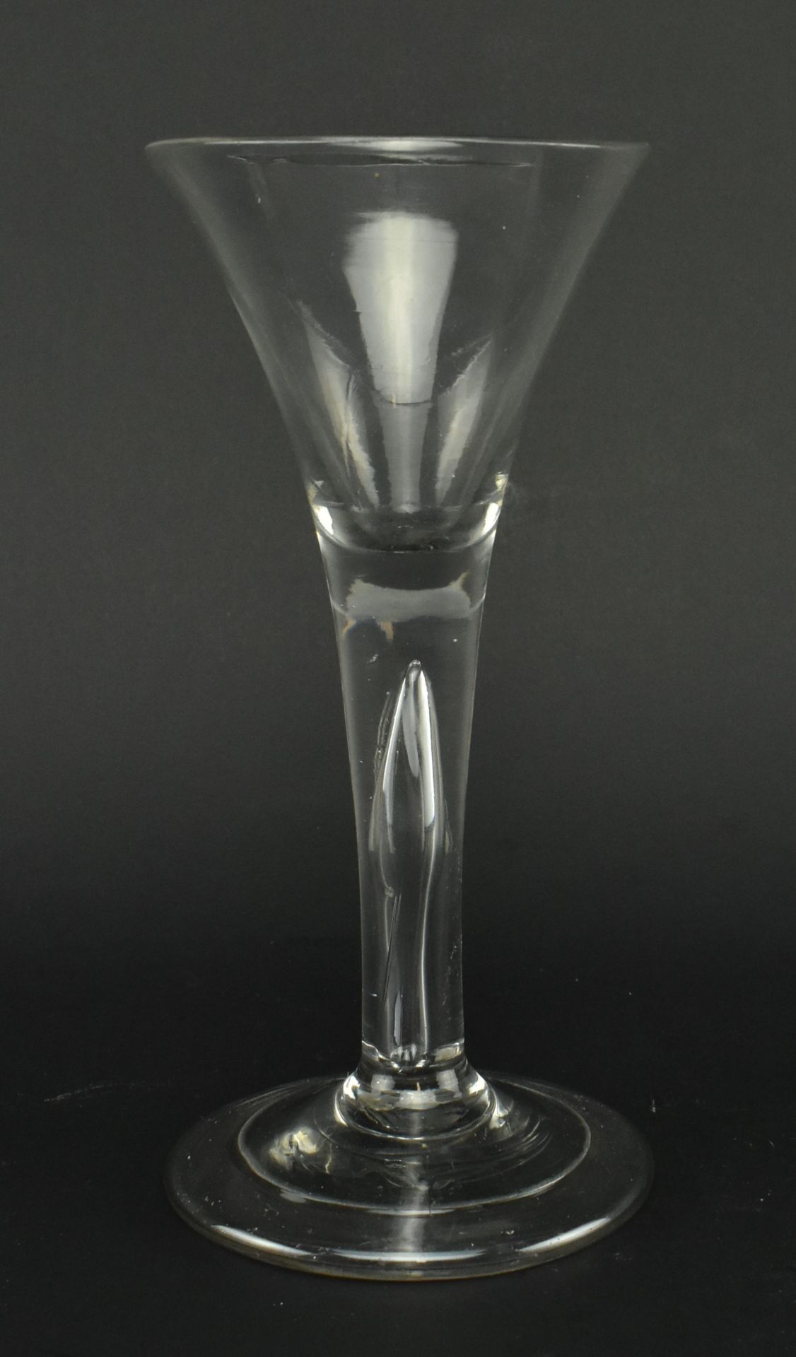 GEORGE II C.1750 HAND BLOWN BUBBLE STEM WINE GLASS