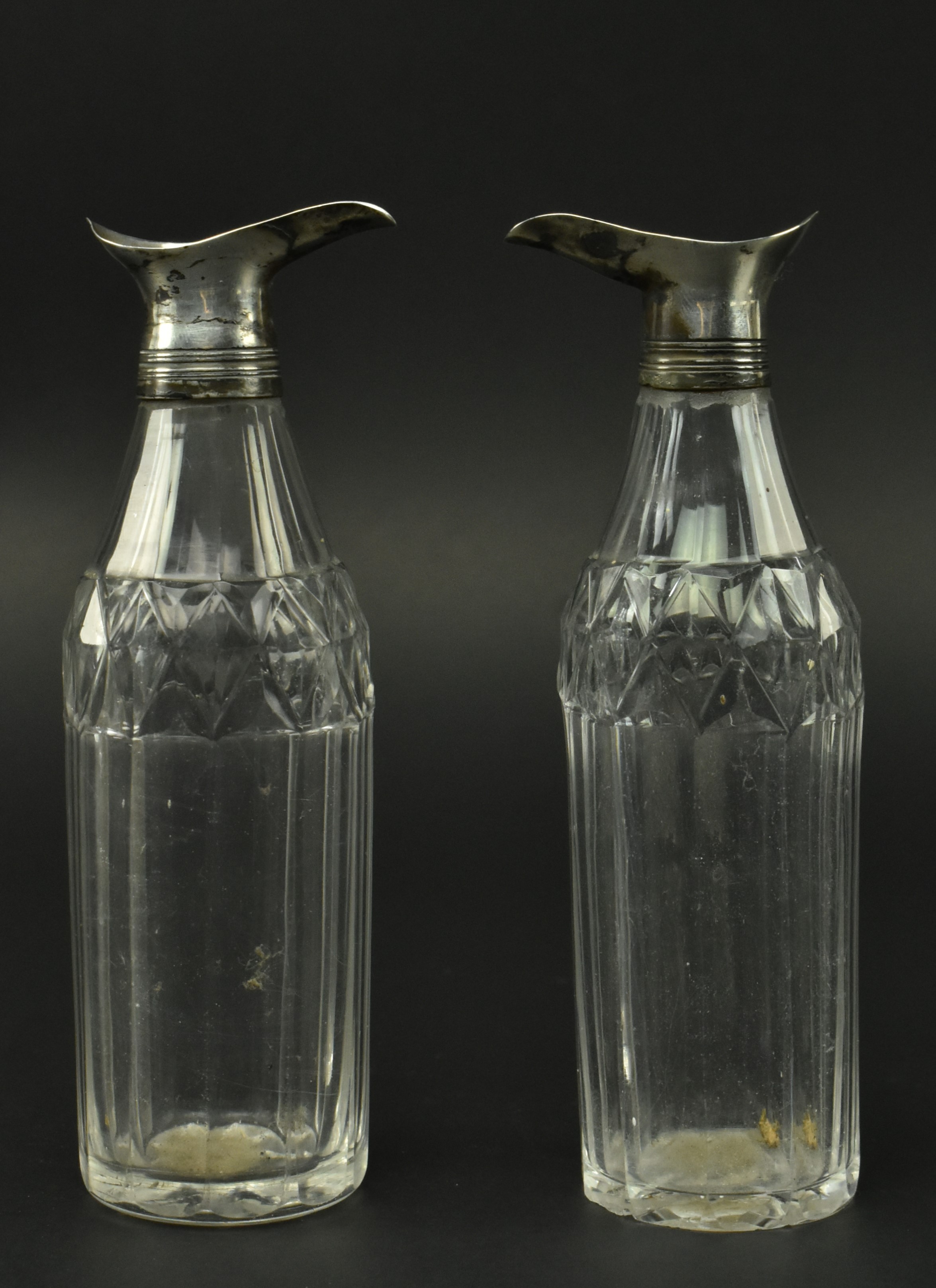 SEVEN 19TH CENTURY SILVER MOUNTED GLASS CRUET BOTTLES - Image 6 of 13