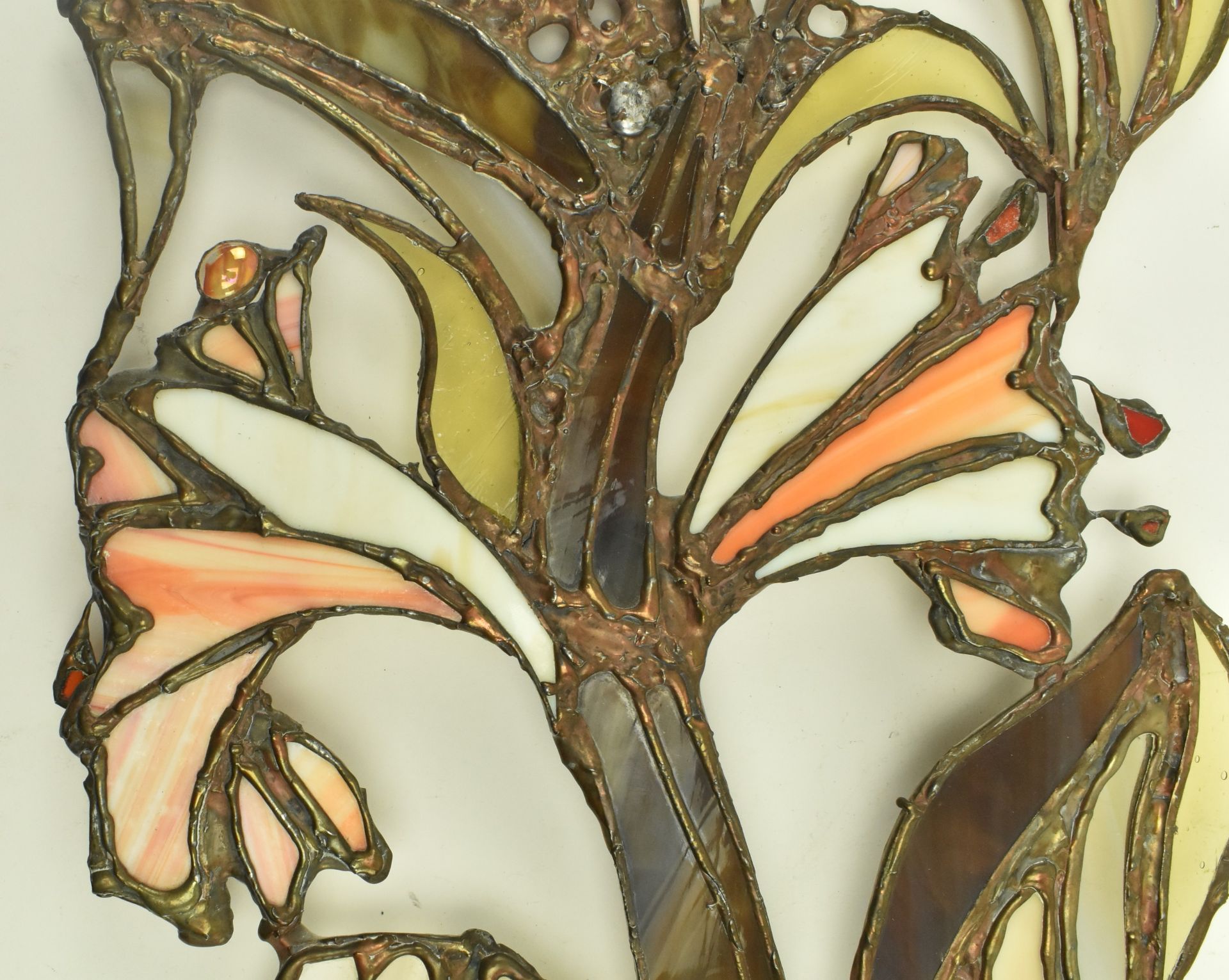 JOHN LEATHWOOD - STAINED LEADED GLASS BELL FLOWER PANEL - Image 3 of 7