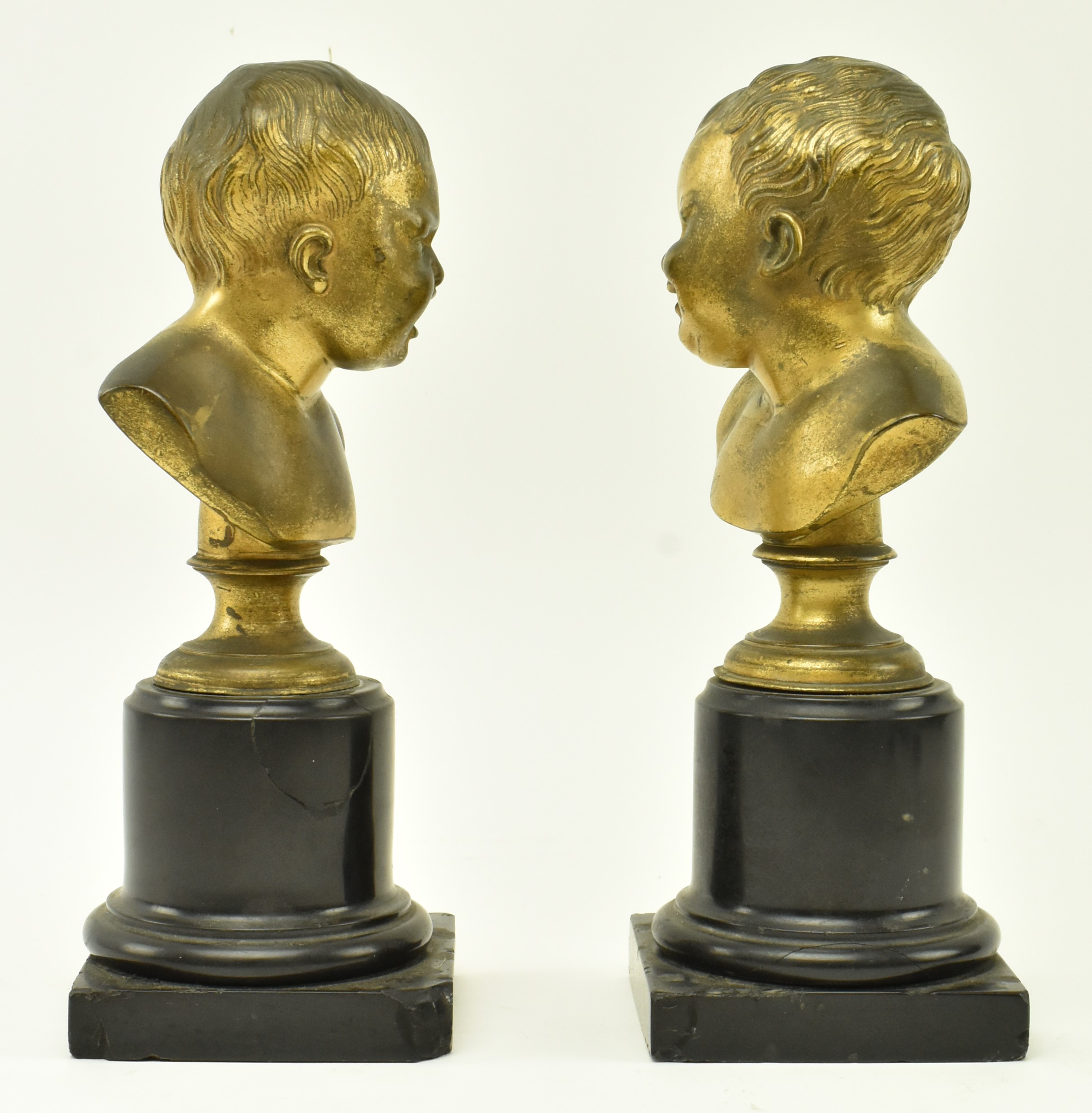 PAIR OF VICTORIAN 19TH CENTURY BRONZE CRYING INFANT BUSTS - Image 2 of 7
