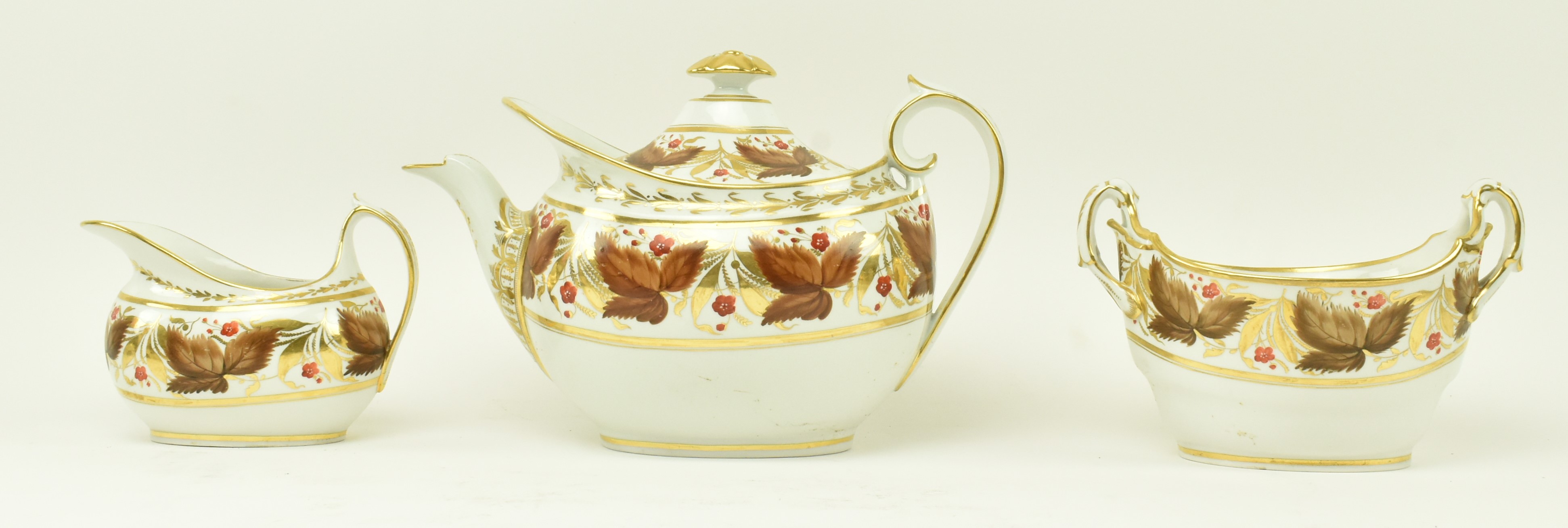 BARR FLIGHT & BARR BROWN GRAPE VINE PATTERN TEA SERVICE - Image 6 of 13