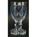 19TH CENTURY BIEDERMEIER STYLE BOHEMIAN FLASH GLASS GOBLET