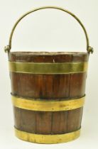 GEORGE III C. 1750 IRISH MAHOGANY & BRASS BOUND PEAT BUCKET