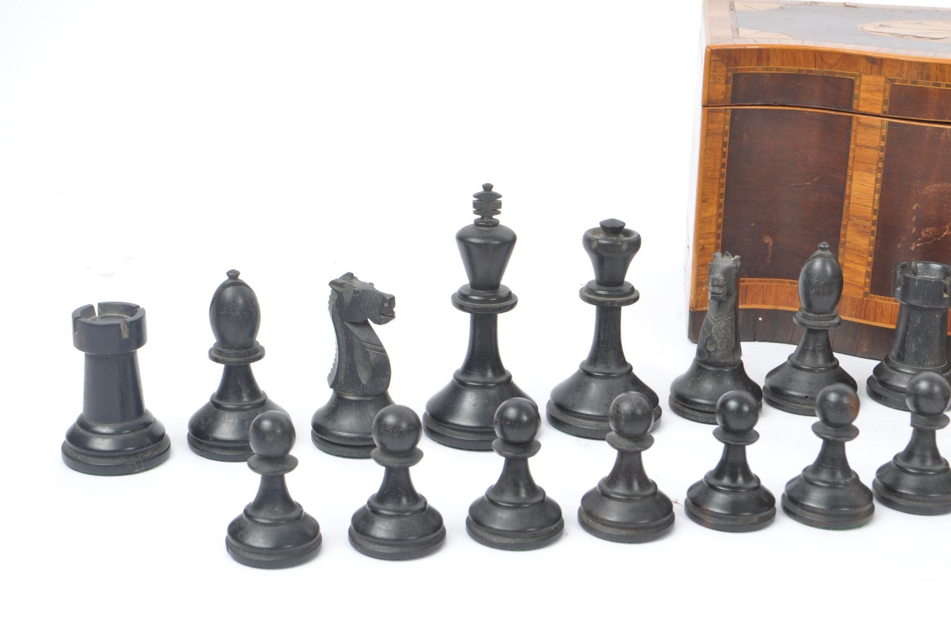 GEORGE III WEIGHTED CHESS PIECES INLAID BOX - Image 2 of 8