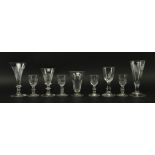 NINE LATE GEORGE III & LATER HAND BLOWN DRINKING GLASSES