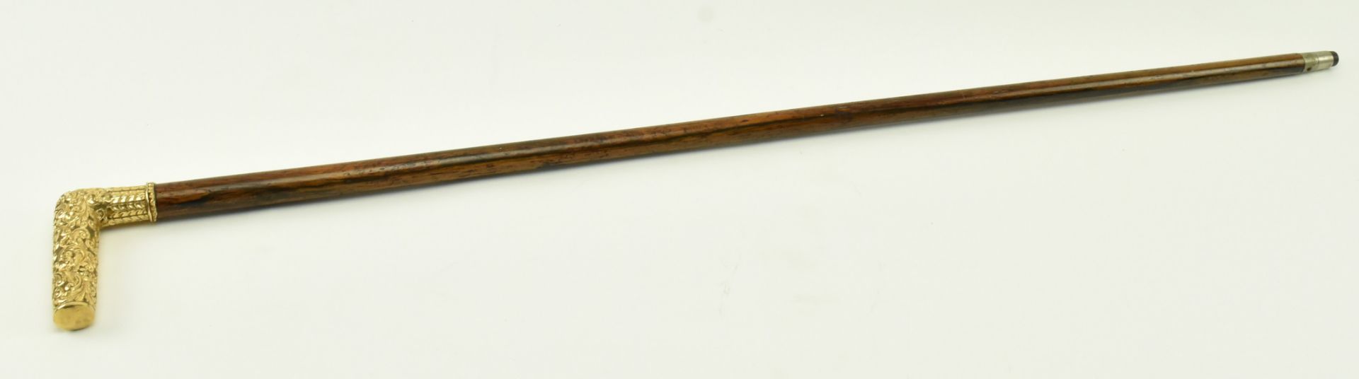 19TH CENTURY GOLD PLATED HANDLE OAK WALKING STICK - Image 3 of 5