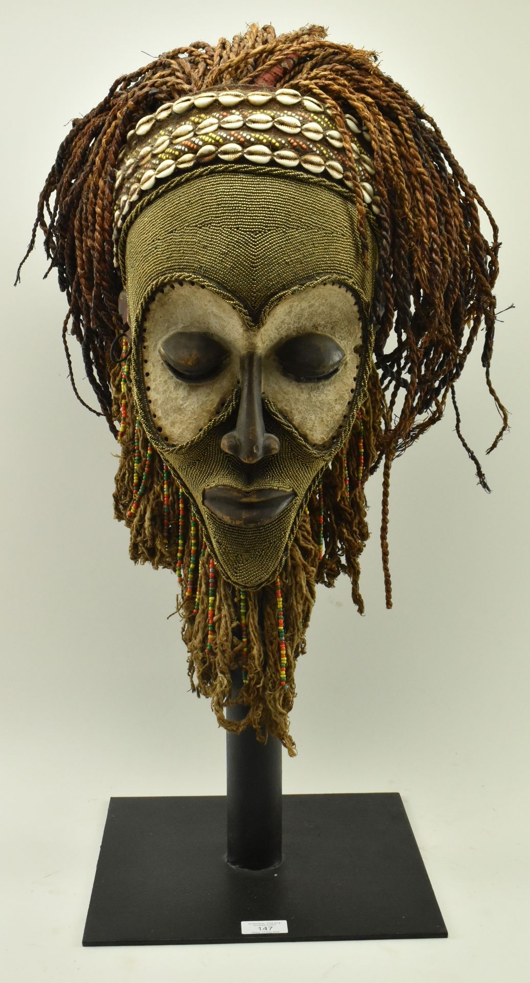 CONGOLESE CHOKWE MWANA FACE MASK ON STAND