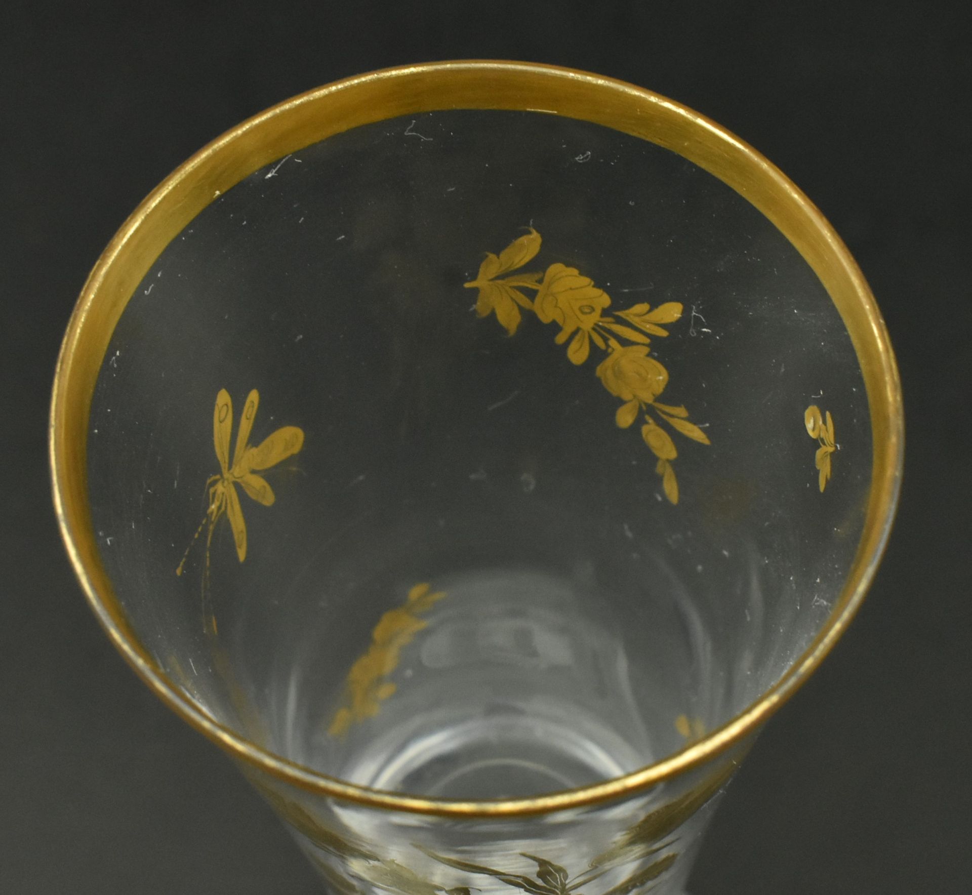 GEORGE III 18TH CENTURY ENGLISH LEAD GILES GILDED ALE GLASS - Image 3 of 7