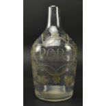 C1770 GEORGE III LYNN GLASS ETCHED PORT DECANTER