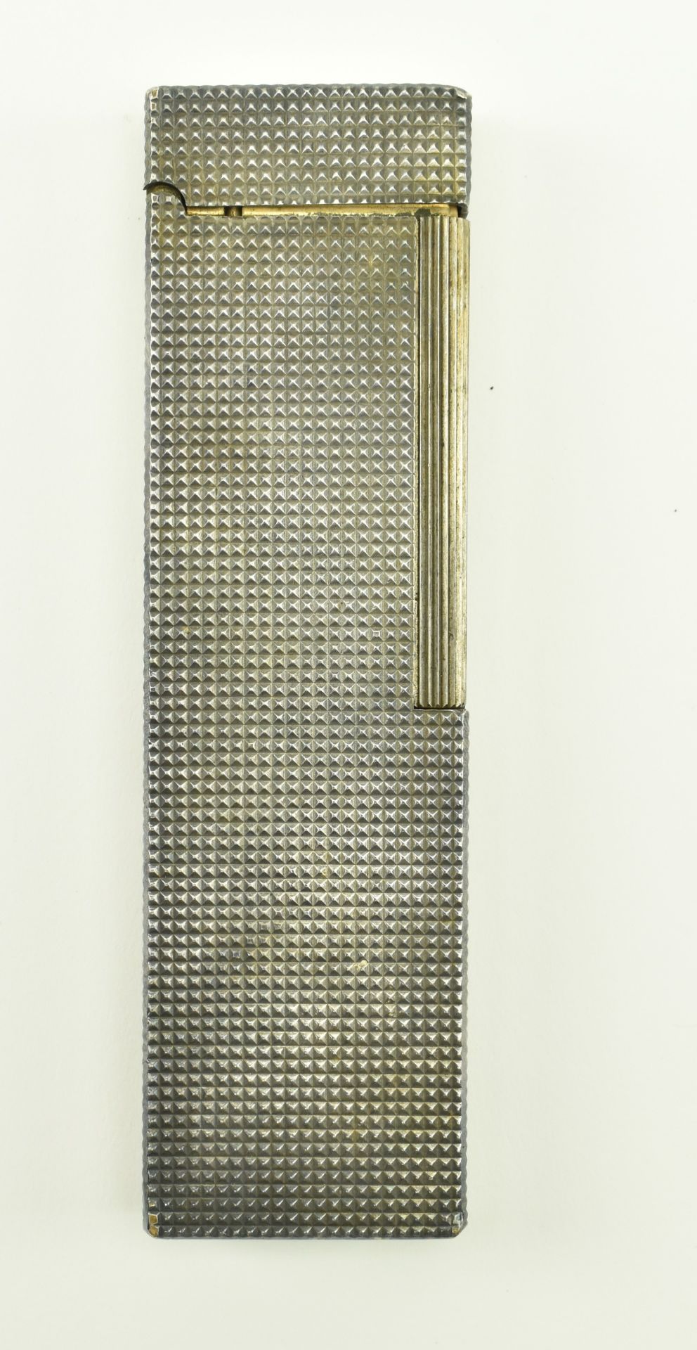 20TH CENTURY DUPONT DIAMOND PATTERN SILVER PLATED LIGHTER