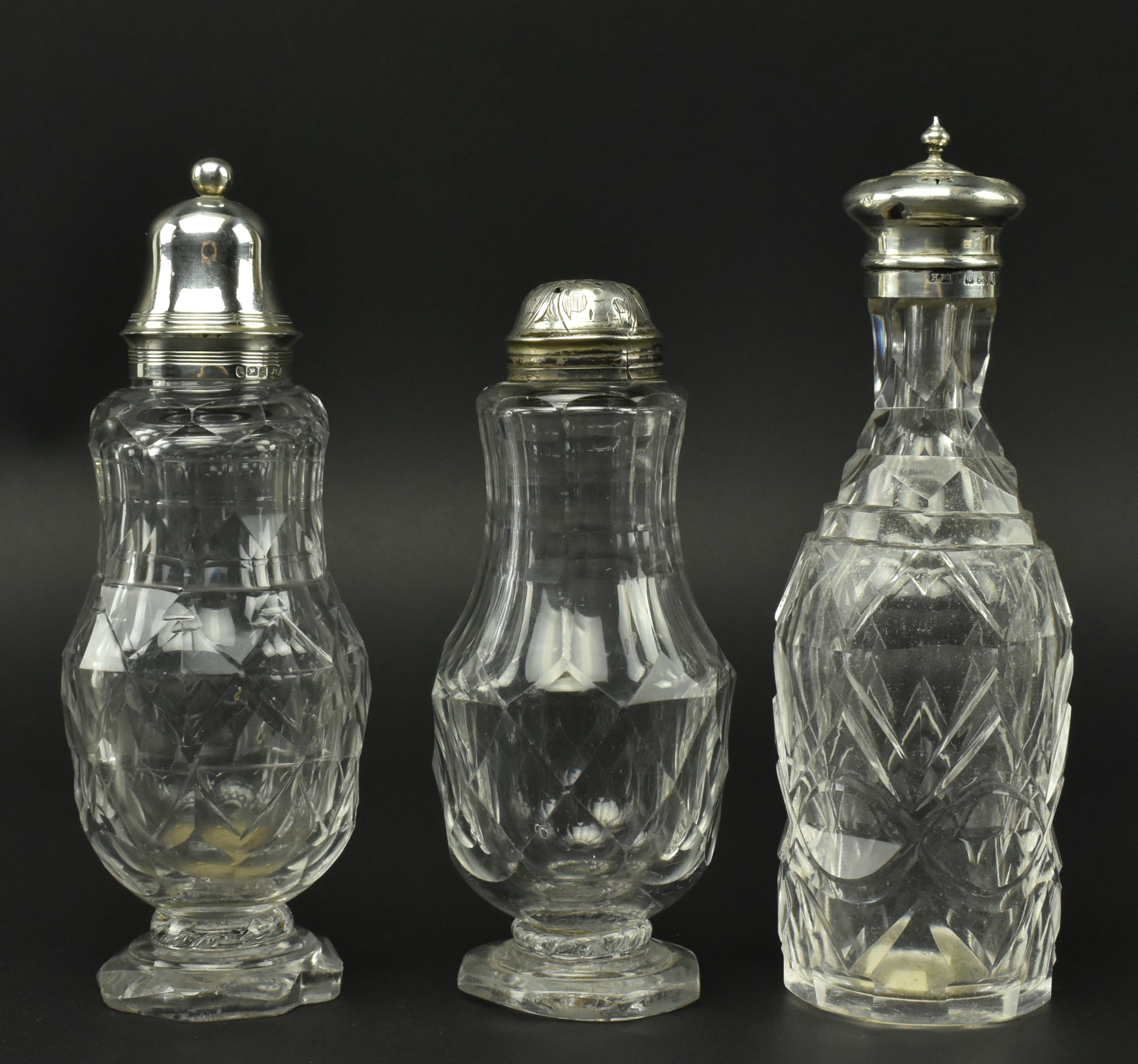 SEVEN 19TH CENTURY SILVER MOUNTED GLASS CRUET BOTTLES - Image 2 of 13
