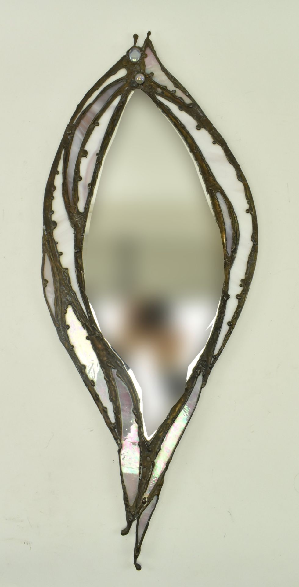 JOHN LEATHWOOD - STAINED LEADED GLASS FLORAL MIRROR