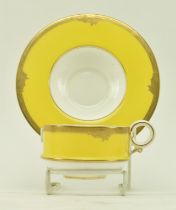 EARLY 20TH CENTURY ROYAL WORCESTER YELLOW TEACUP & SAUCER