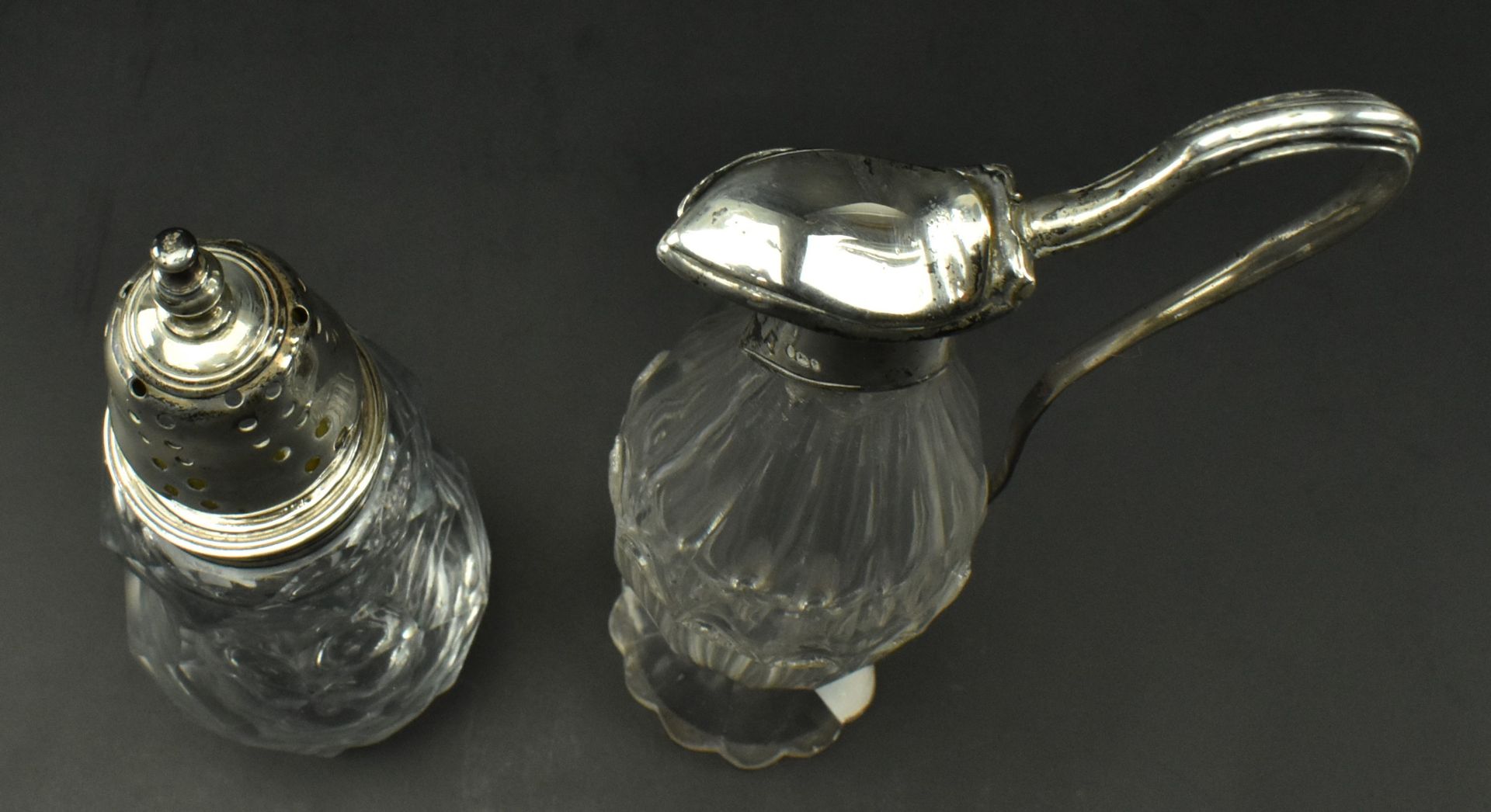 SEVEN 19TH CENTURY SILVER MOUNTED GLASS CRUET BOTTLES - Image 10 of 13
