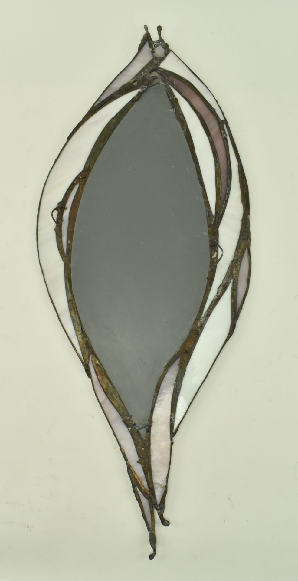 JOHN LEATHWOOD - STAINED LEADED GLASS FLORAL MIRROR - Bild 6 aus 6