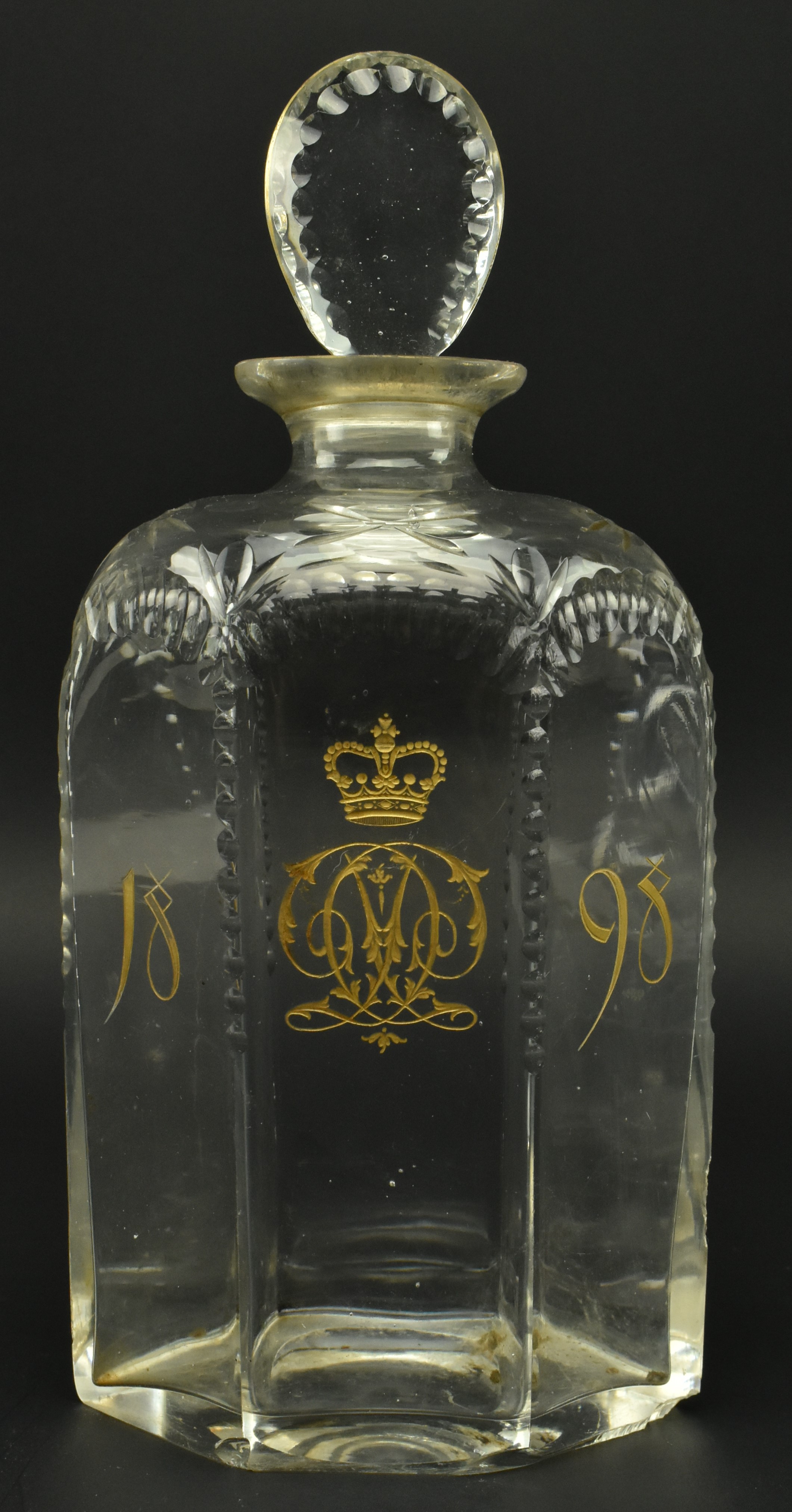 TWO LATE VICTORIAN GLASS DECANTERS, ONE WITH ROYAL CROWN - Image 2 of 8