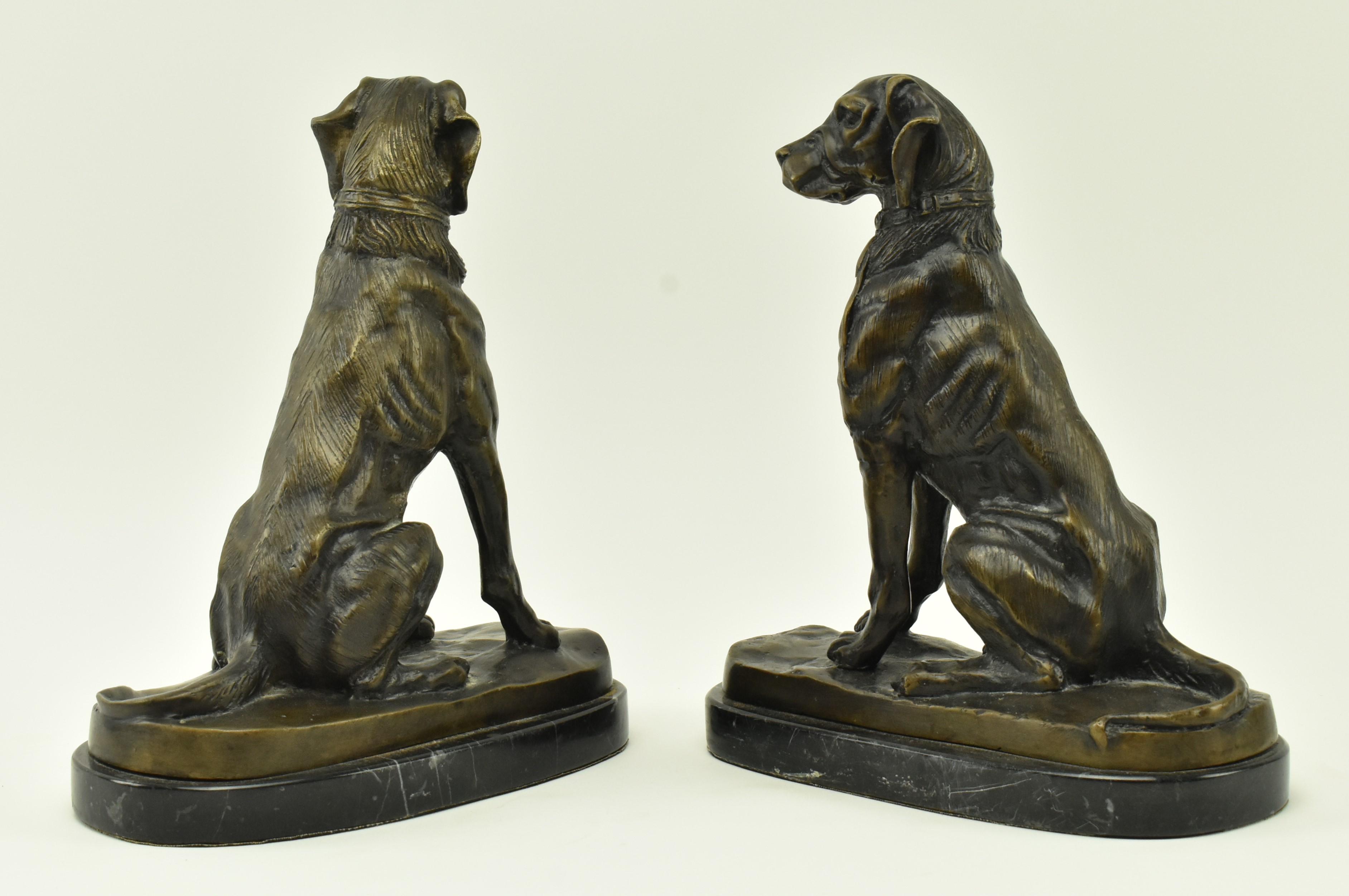 PAIR VICTORIAN REVIVAL HOLLOW BRONZE HUNTING DOG BOOK ENDS - Image 2 of 5