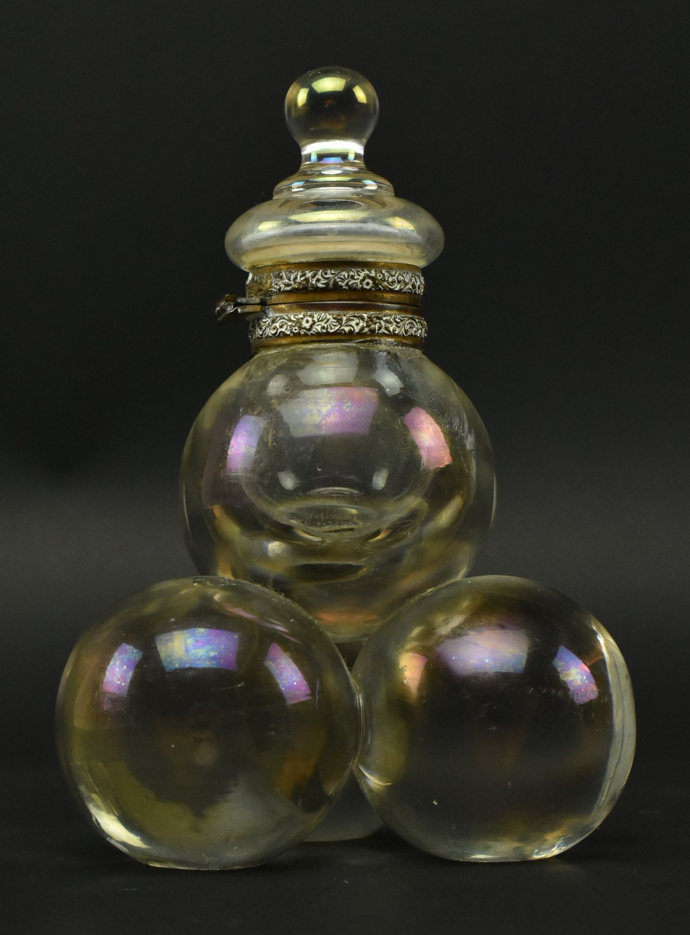 HARRACH LATE 19TH CENTURY IRIDESCENT GLASS BUBBLES INKWELL - Bild 2 aus 6