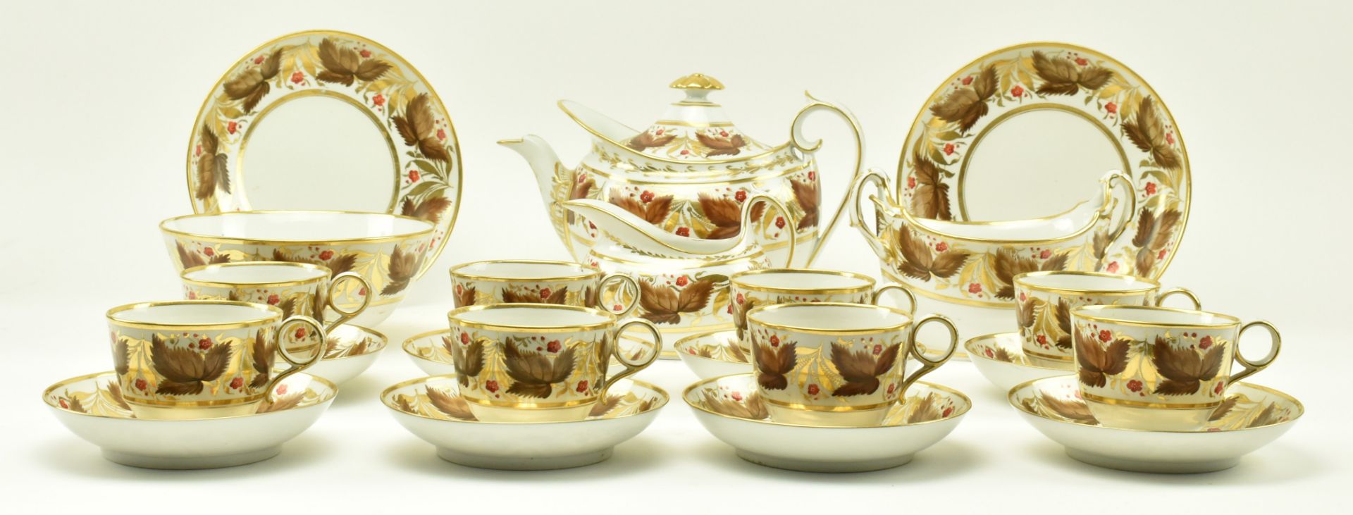 BARR FLIGHT & BARR BROWN GRAPE VINE PATTERN TEA SERVICE