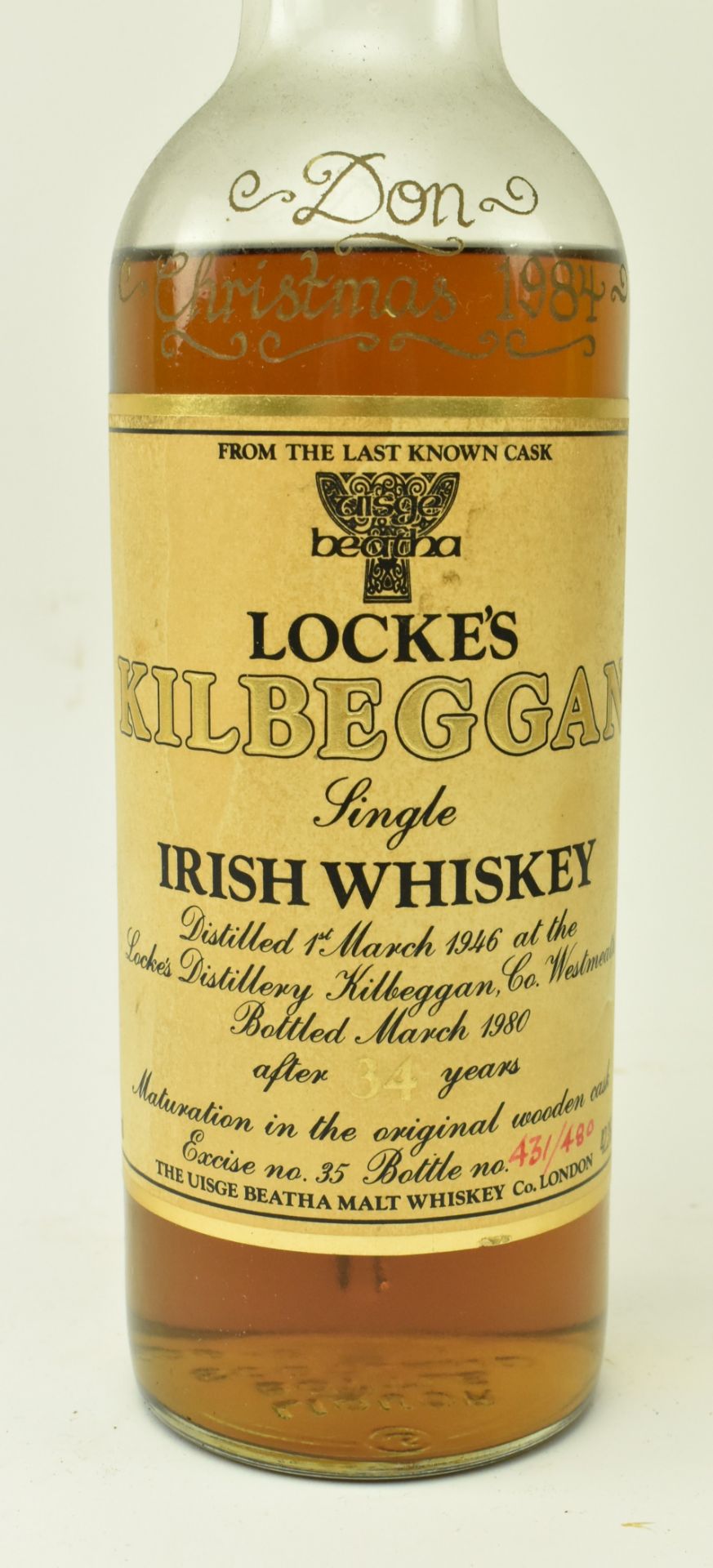 LOCKE'S KILBEGGAN SINGLE MALT IRISH WHISKY DISTILLED IN 1946 - Image 4 of 6