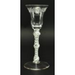 GEORGE II 18TH CENTURY ENGLISH LEAD OPAQUE TWIST WINE GLASS
