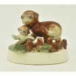 VICTORIAN STAFFORDSHIRE SCENE OF MONKEY AND CUB