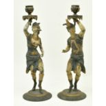 PAIR OF 19TH CENTURY FIGURATIVE SPELTER CANDLE-HOLDERS