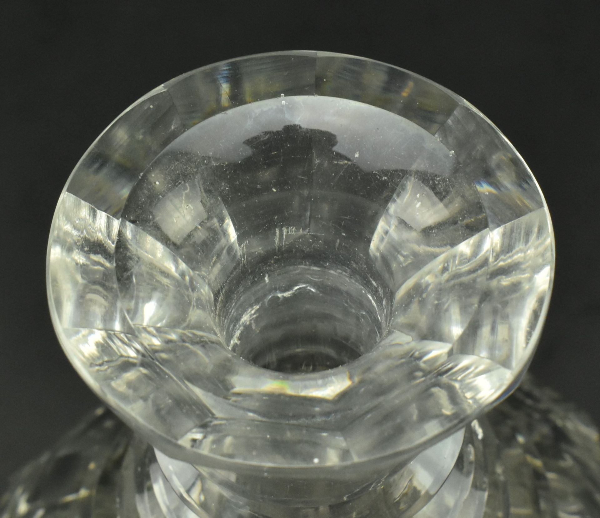 EARLY 19TH CENTURY HEAVY GLASS DECANTER, HOLLOW STOPPER - Image 3 of 8
