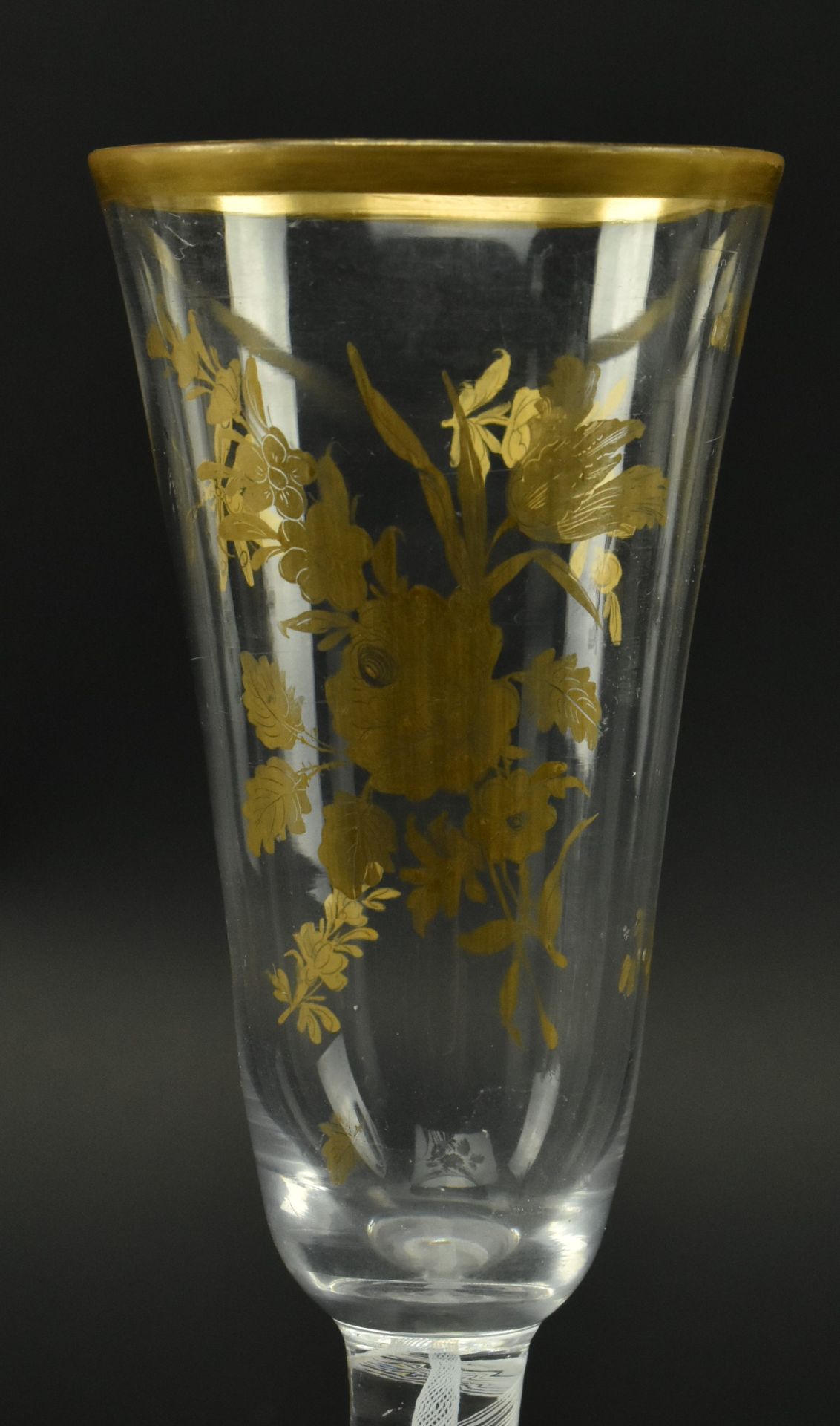 GEORGE III 18TH CENTURY ENGLISH LEAD GILES GILDED ALE GLASS - Image 4 of 7
