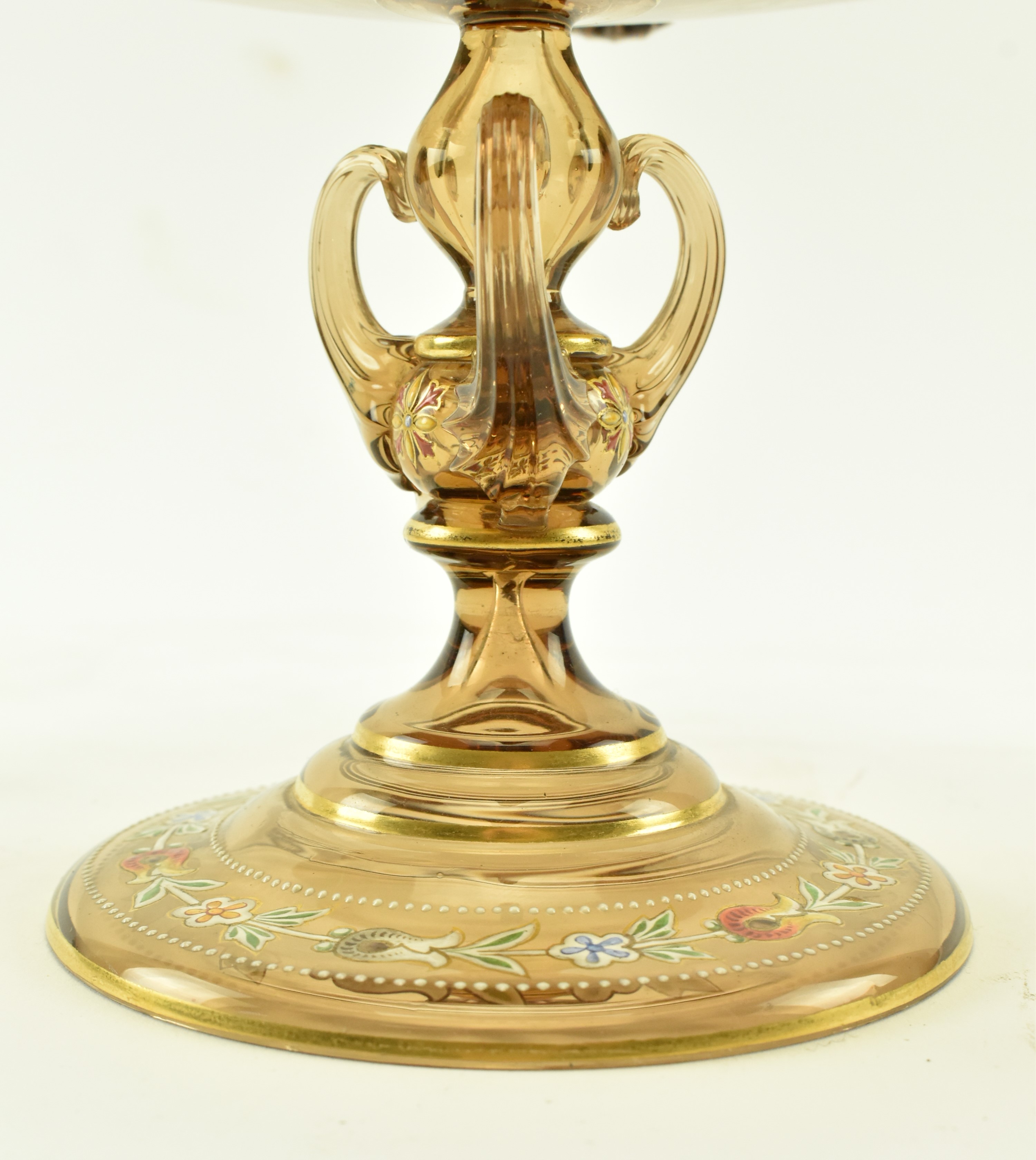 BELIEVED VENETIAN COLOURED GLASS & ENAMEL TAZZA CENTREPIECE - Image 5 of 6